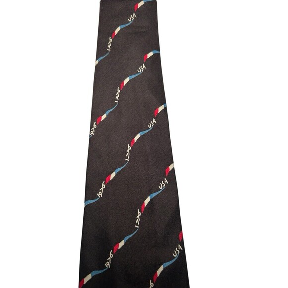 VINTAGE Bicentennial Necktie Dark Grey 1776 1976 Gino Pompeii Silk Made In Italy - Picture 3 of 16
